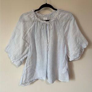 EVERY feminine peasant pilgrim puff sleeve blouse - 100% ramie size medium